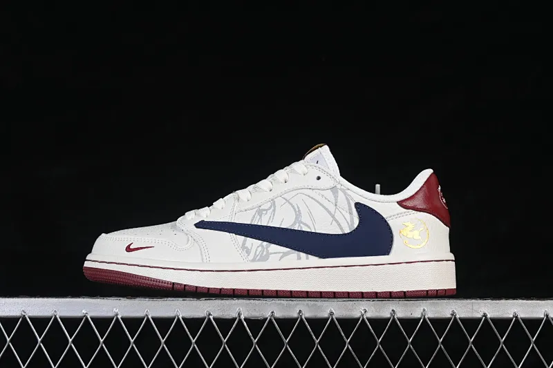All categories Air Jordan Jordan series basketball shoes Air Jordan 1 Low High-end customized low-top sneakers Travis Scott x Fragment Design x Air Jordan 1 Low OG SP AJ1 Joe 1 Year of the Horse limited white blue wine red low-top cultural casual sneakers NH0601-064